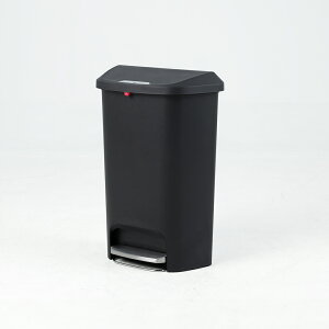 【H&D東稻家居】簡約附蓋腳踏垃圾桶-黑色/緩衝靜音/滑動鎖/腳踏式垃圾桶/大容量設計
