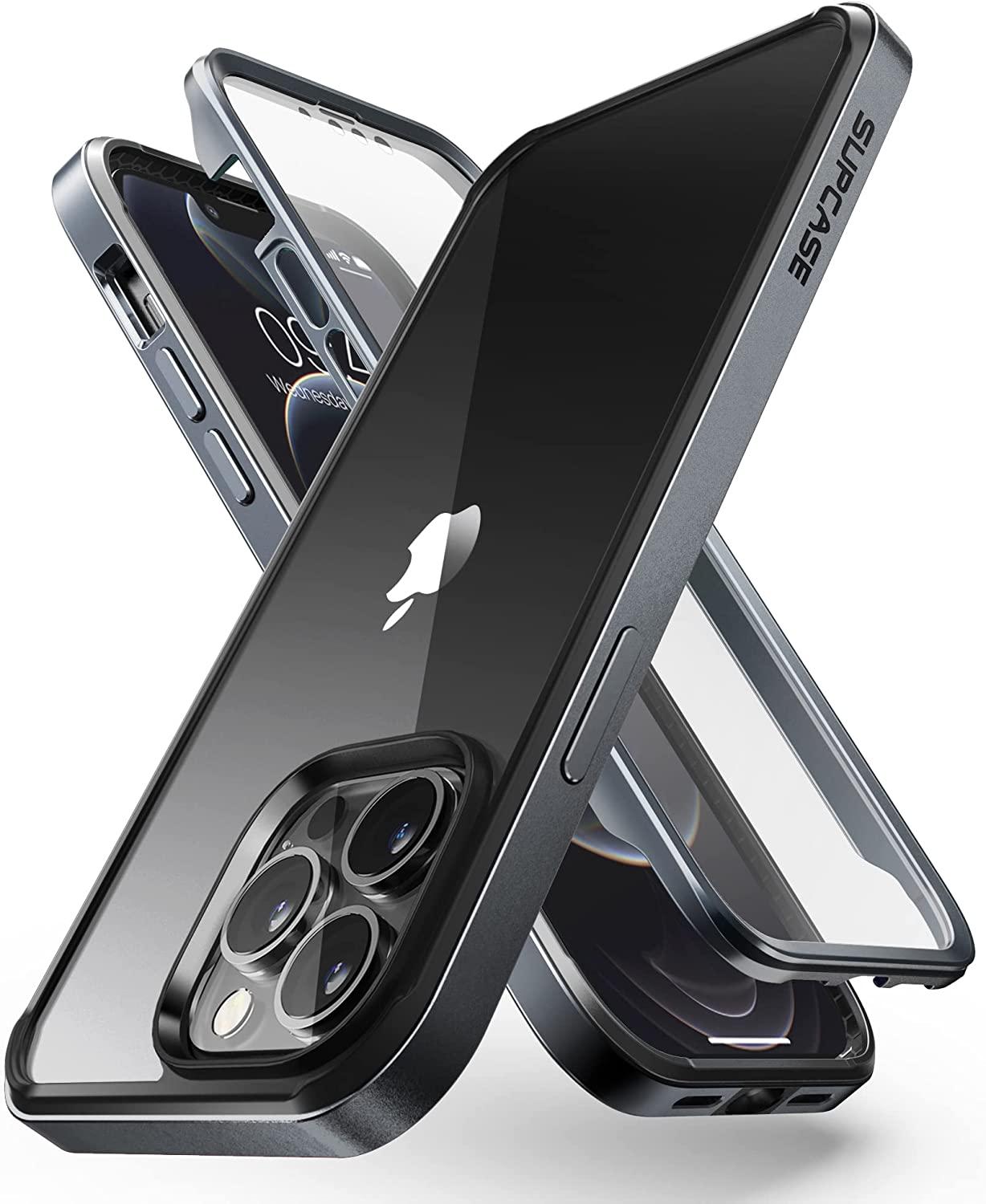【日本代購】SUPCASE iPhone13Pro Max 手机壳 6.7英寸 2021 全面保护 美军MIL标准 耐冲击 薄型 带保护膜 保护镜片 一体感 贴合感 背面透明 轻量 可无线充电 EdgePro系列