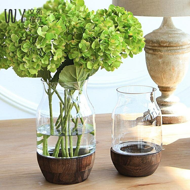 美式鄉村北歐玻璃透明創意小清新花瓶餐桌插花干花花器客廳擺件 雙十二購物節