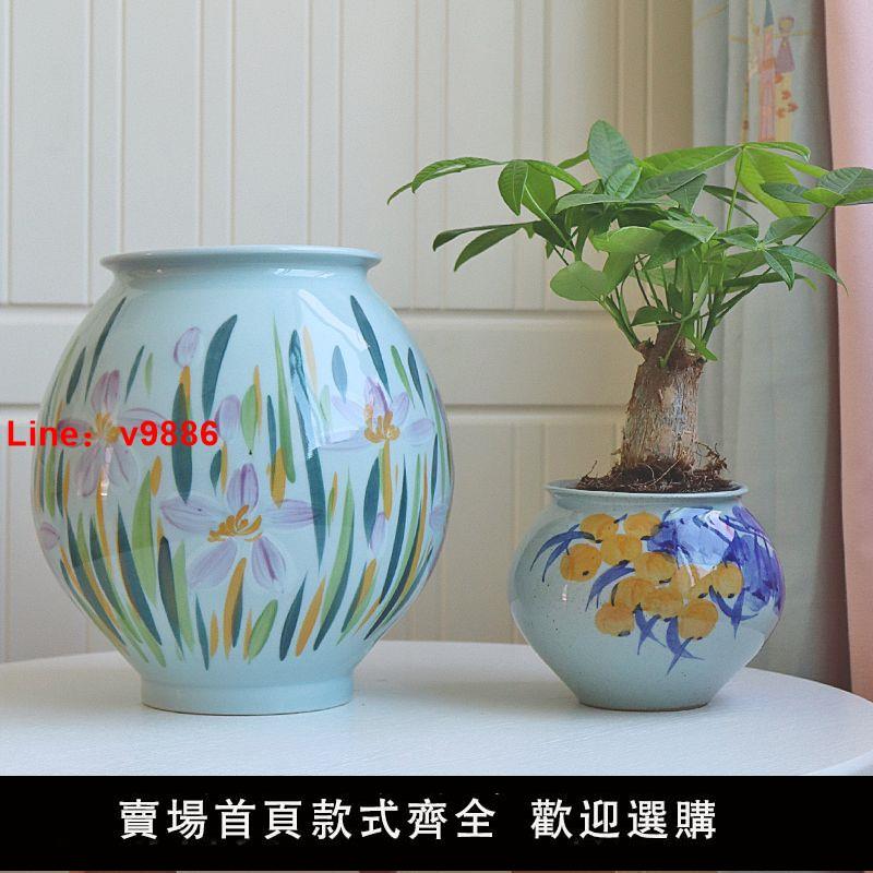 【臺灣公司 超低價】手繪陶瓷花瓶插花種花水培青花瓷乾花家用客廳裝飾品擺件彩繪花器