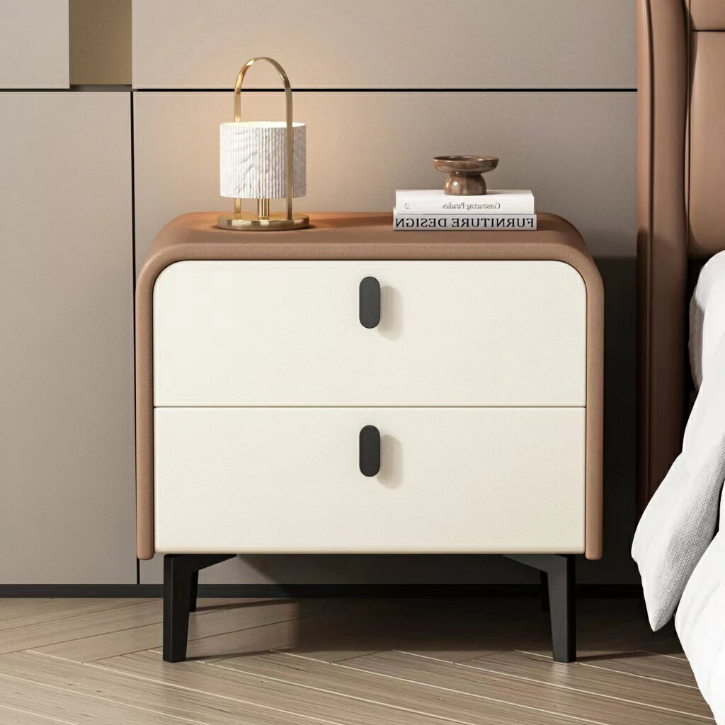 簡約現代實木床頭櫃免安裝高級感輕奢小型ins風儲物櫃臥室收納櫃床頭櫃 收納櫃 儲物櫃