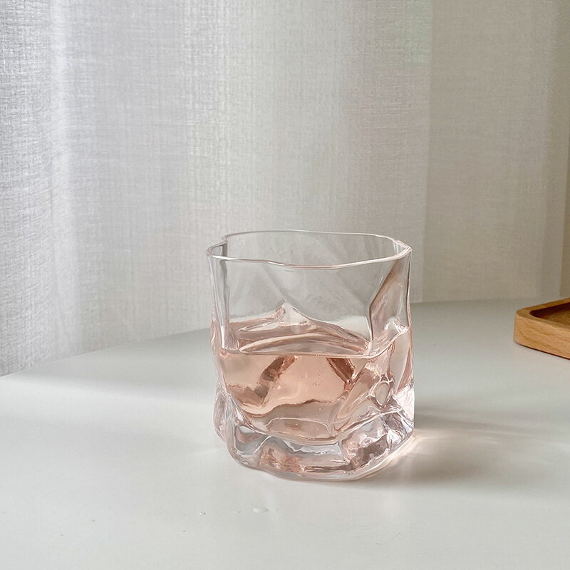 元氣角落 ins風簡約復古扭扭玻璃杯日式透明玻璃水杯咖啡杯牛奶杯