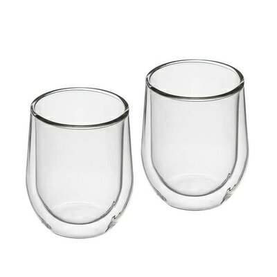 【Krone 皇雀】雙層隔熱玻璃杯|250cc|2入組 0