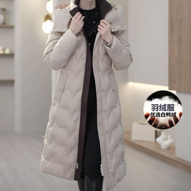 快速出貨/羽絨外套 長大衣 青桃女裝中長款羽絨服女抖音同款防寒保暖防水免洗鴨絨大衣外套女