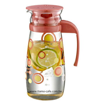 金時代書香咖啡 TIAMO 粉紅色普普風 玻璃水壺把手款 1000ml SGS檢測合格 HG2283