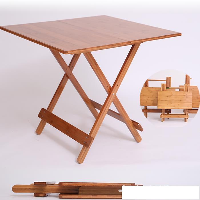 楠竹摺疊桌飯桌戶外便攜實木方桌圓桌小戶型簡易摺疊餐桌家用擺攤