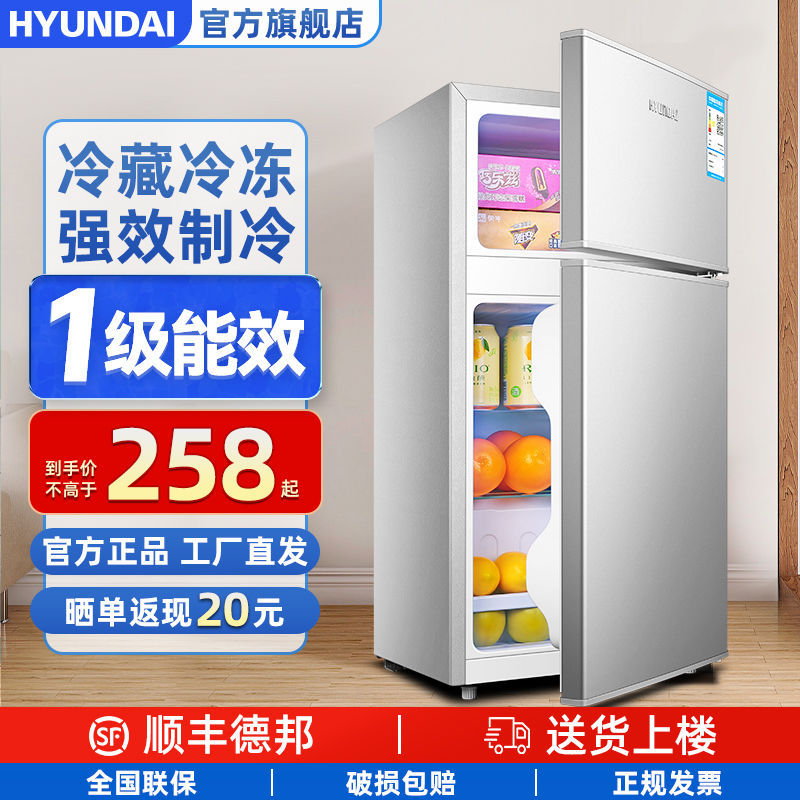 現代家用小型冰箱雙開門大容量冰柜宿舍出租房節能冷凍冷藏小冰箱