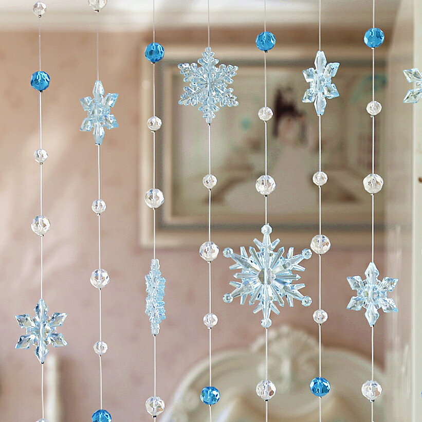 珠簾 風水門簾 門簾 輕奢現代雪花水晶珠簾風水衛生間門簾客廳玄關隔斷簾北歐裝飾掛簾『cyd20140』 4