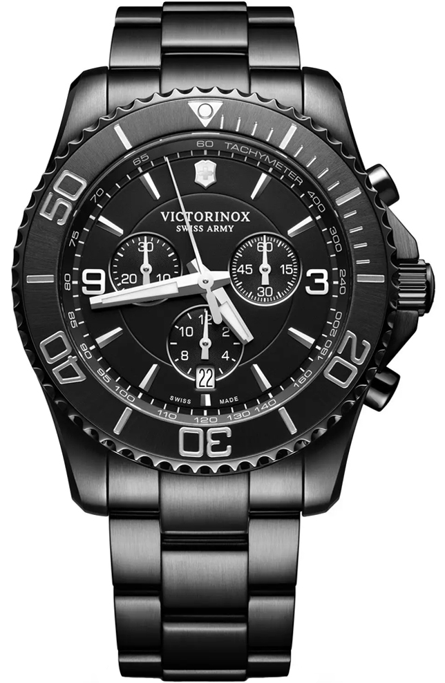 VICTORINOX 瑞士維氏 Maverick計時腕錶(VISA-241797)-45mm-黑面鋼帶【刷卡回饋 分期0利率】【APP下單22%點數回饋】