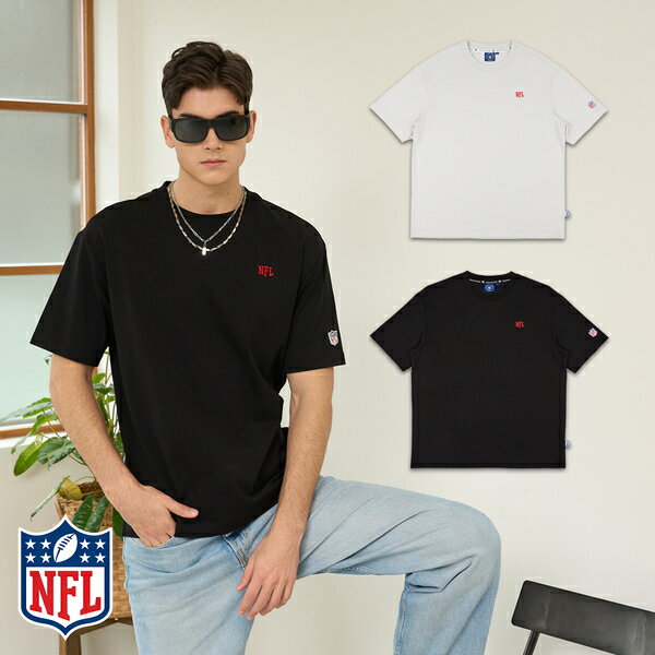 【滿千折百】NFL 短T 黑 淺灰 刺繡LOGO 基本款 落肩 短袖 中性 2425100611 2425100620