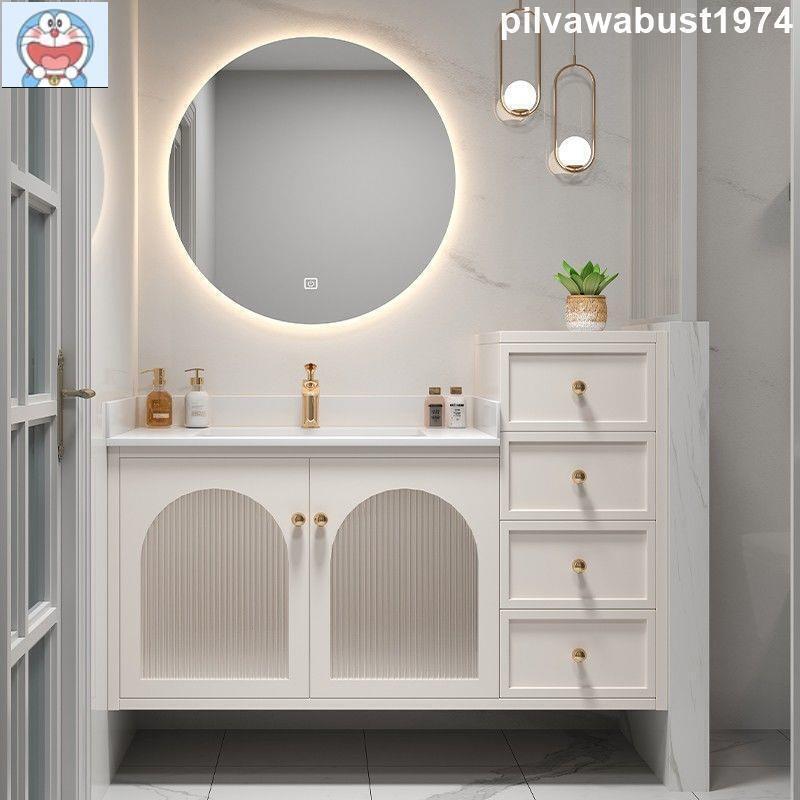 免運 浴櫃 輕奢巖板浴室柜組合美式實木現代簡約衛生間洗漱洗臉
