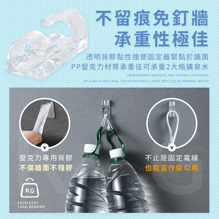 透明電線固定器個裝多規格電源線夾理線器集線器電線收納延長線固定器插頭掛 Sa0105 約翰家庭百貨 約翰家庭百貨直營店