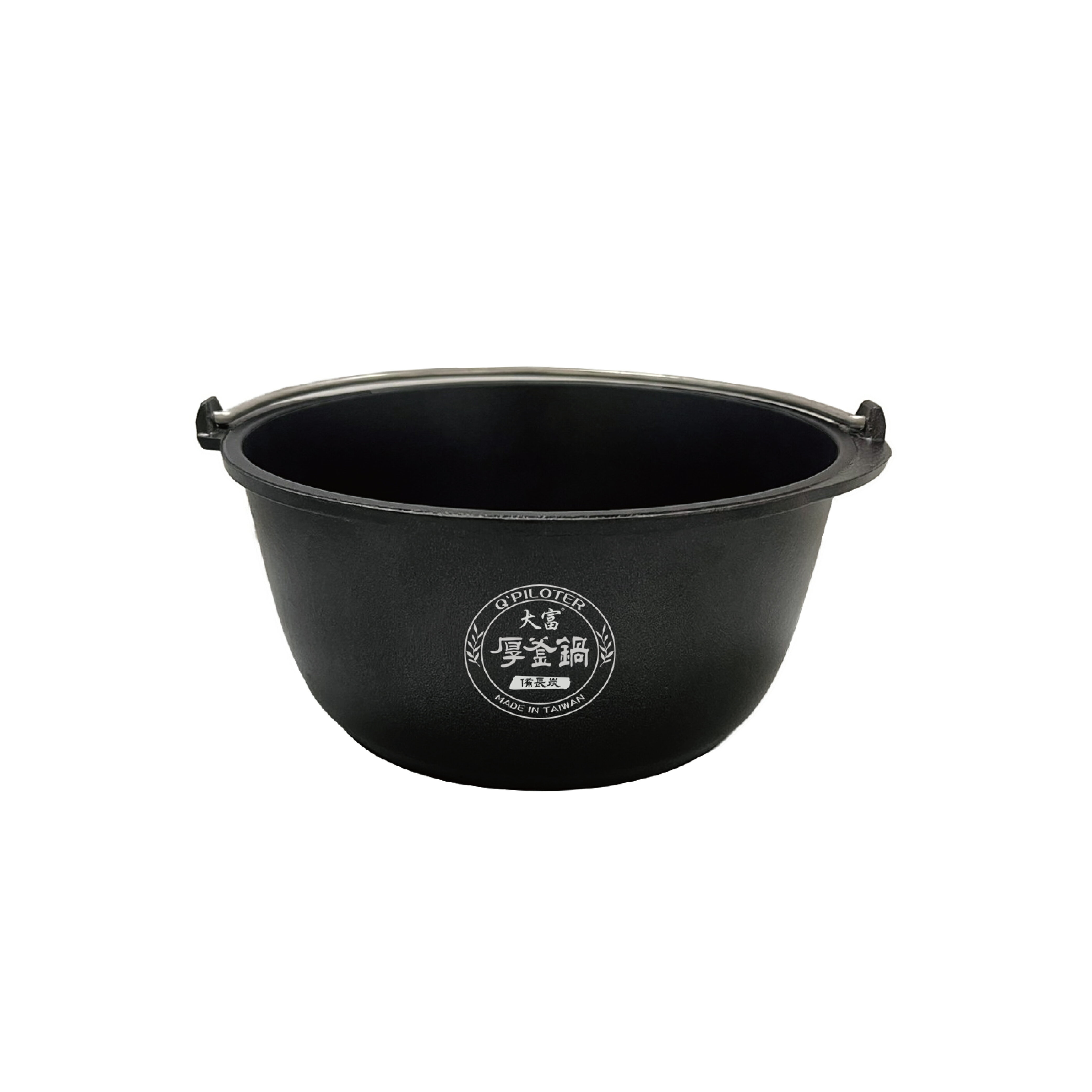 派樂廚房神器-大富備長炭厚釜內鍋 22cm萬用鍋1個(有提把無鍋蓋) 可直火煮 遠紅外線鹼性能量湯鍋 適用10人份電鍋內鍋 升級備長炭電鍋