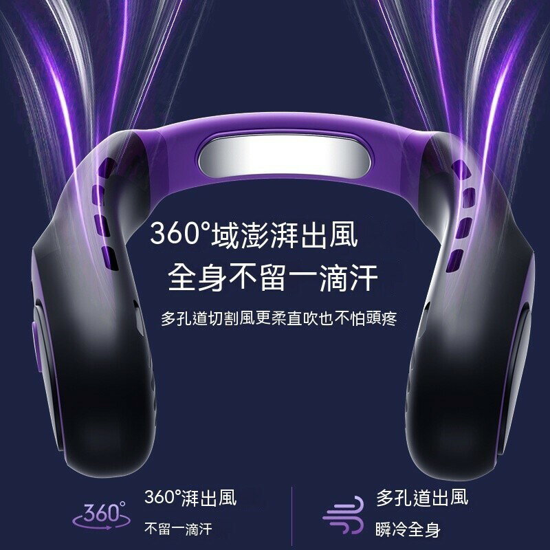 掛脖風扇 冷風扇 掛脖風扇 無葉 空調風扇 液晶顯示 3檔風力 渦輪冷風 頭戴降溫神器 便攜式風扇無葉掛脖風扇