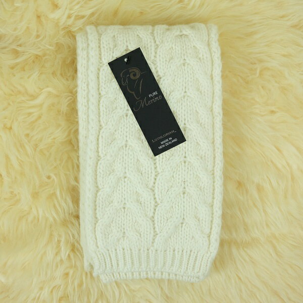 紐西蘭100%純羊毛圍巾*麻花粗針織毛線編織手織感_米白色