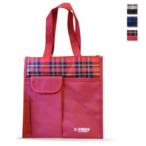台灣製X-FREES 大容量 經典格紋 肩背包 購物袋 手提袋 媽媽包 手提包 野餐 露營 萬用 防水 耐用堅固_X格袋