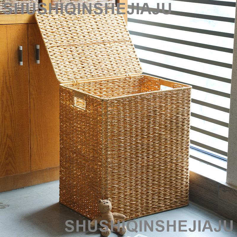 居家收納 仿藤編收納 可開發票 北歐輕奢風浴室臟衣服收納筐大號 仿藤編臥室換洗衣物收納箱有蓋