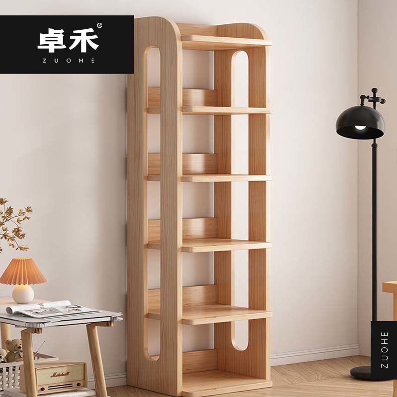 卓禾書架實木日式落地置物架客廳收納櫃木質學生家用簡易書櫃J-17公司貨