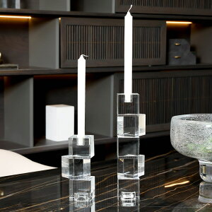 K9水晶玻璃燭臺歐式輕奢家用浪漫蠟燭臺擺件餐桌燭光晚餐燭臺