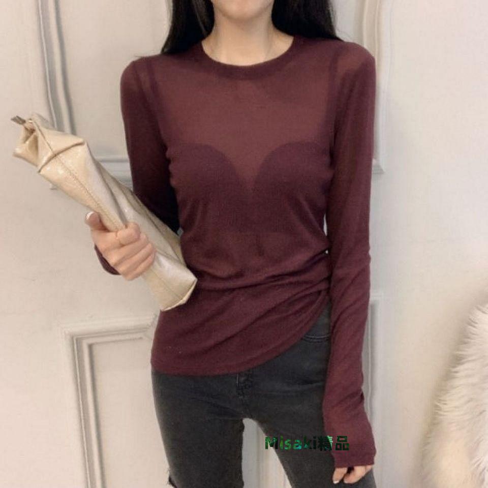 上衣緊身冰絲面膜T恤微透百搭打底衫女士防曬衣超薄GH05-Misaki精品