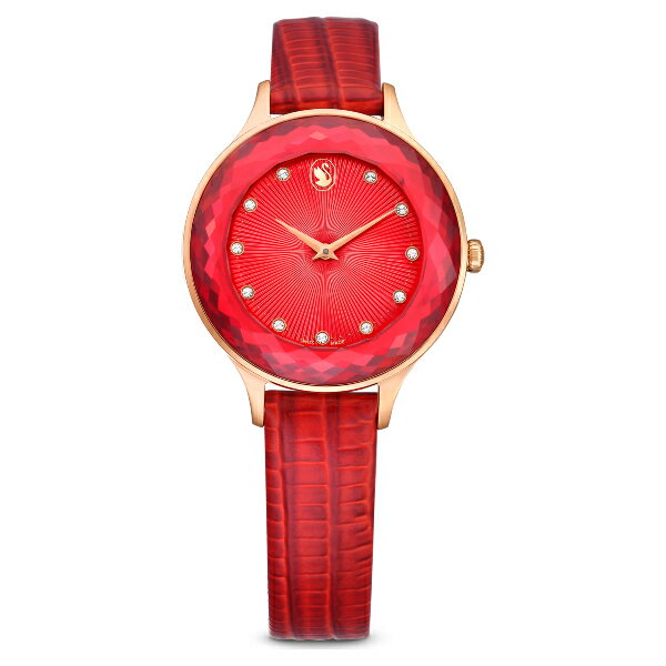 Swarovski 施華洛世奇 Octea Nova 深邃質感藍寶石水晶時尚腕錶 5650002/紅色款/33mm｜樂天全館特惠中★指定刷卡回饋10%