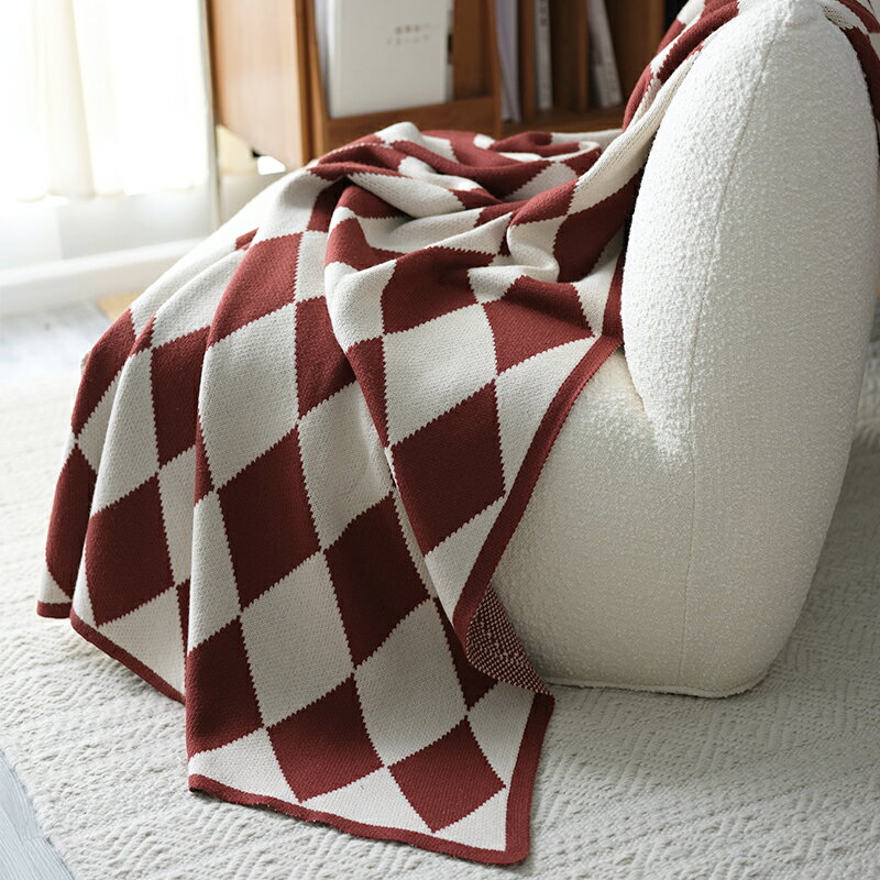美式復古針織毛線蓋毯幾何簡約沙發裝飾休閑毯毛毯秋冬午睡毯包郵