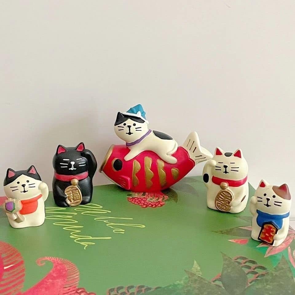 日式招財錦鯉貓 治癒系可愛日式小擺件桌面裝飾品