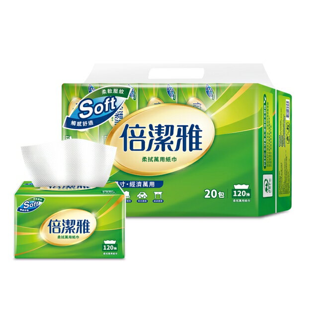 倍潔雅柔拭萬用紙巾120抽20包 1