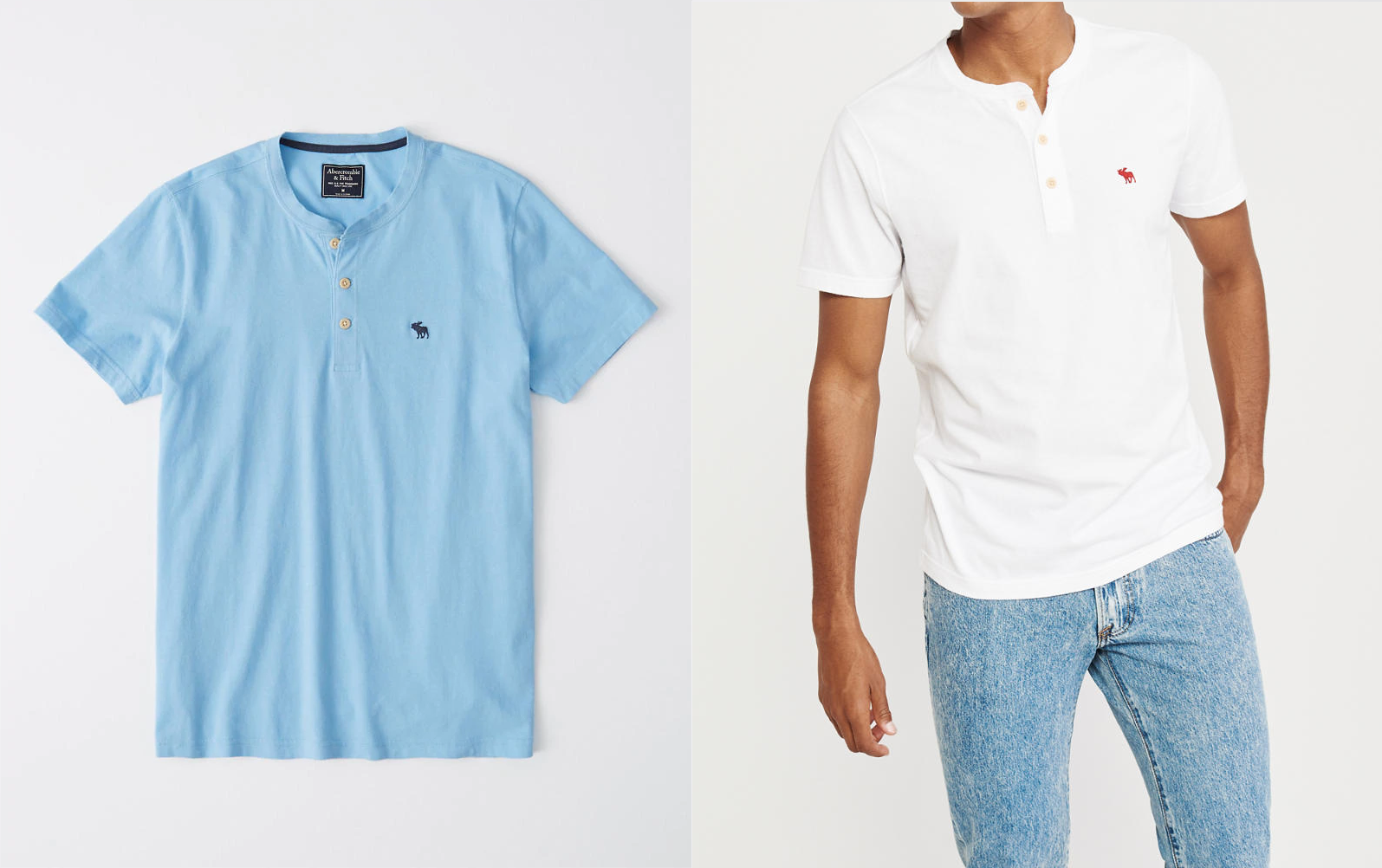 Abercrombie & Fitch 男裝 T恤 短袖 短T 亨利領 純棉上衣 A63556 AF(現貨)▶指定Outlet商品5折起☆現貨【送禮首選★APP下單點數4倍送】
