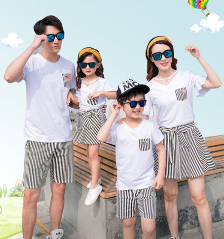 親子裝 親子套裝 短袖T恤+褲子 母女裝 全家福 櫻桃嚴選 純棉t恤+褲裙 一家三口 一 家四口 全家裝 情侶裝 0
