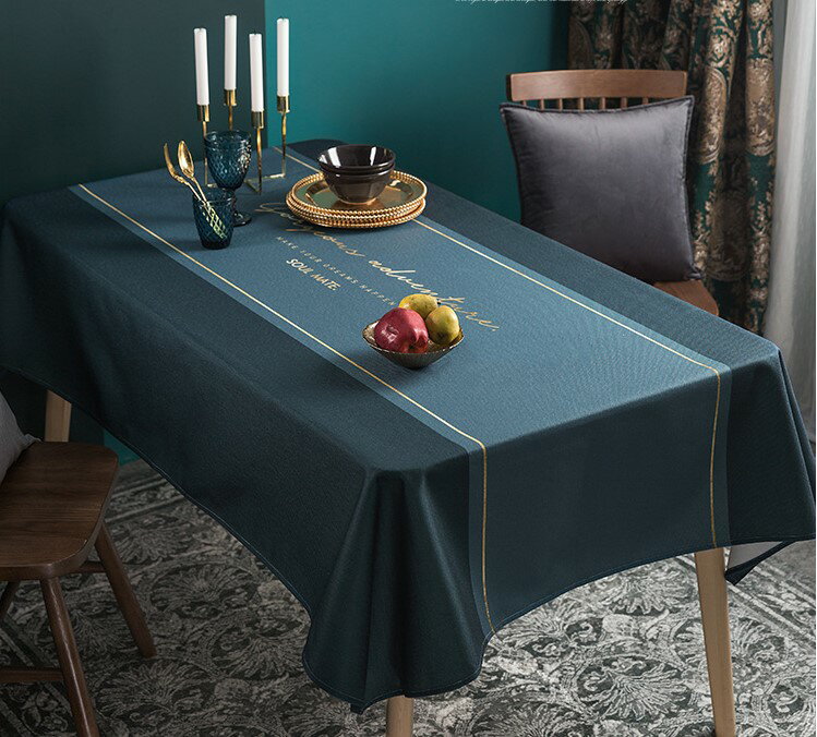 北歐現代輕奢防水防油免洗防燙餐桌布 (120*170cm) 餐桌巾 布藝棉麻長方形茶几布