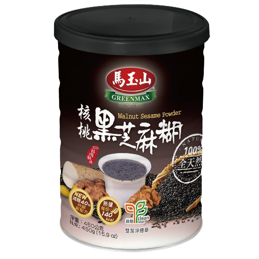 【馬玉山】核桃黑芝麻糊-減糖升級版450g (效期2026/07月後) 冷泡/沖泡/穀粉/減糖口味/台灣製造