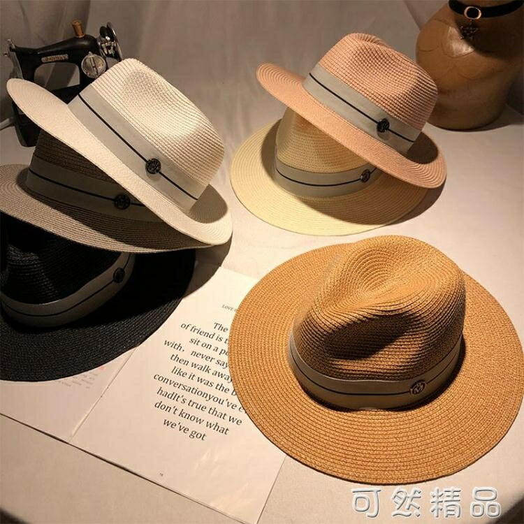 買一送一禮帽女春夏季海邊度假遮陽帽子戶外防曬英倫復古爵士帽男紳士草帽 聖誕節全館免運