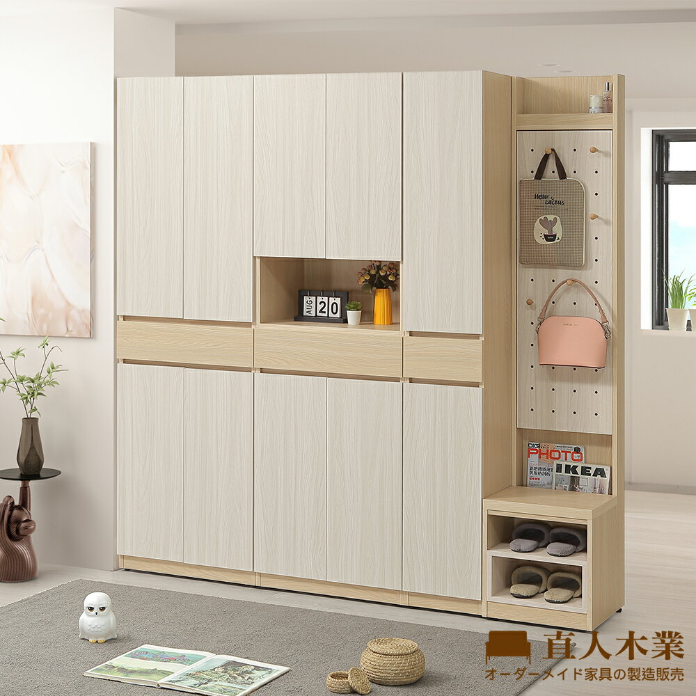 【直人木業】AVERY現代輕奢風玄關鞋櫃組190公分(四門60公分+中空60公分+玄關櫃30公分+座鞋櫃40公分)