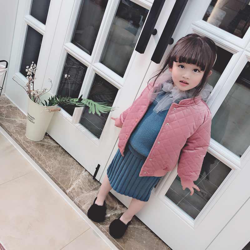 童裝兒童加絨外套春秋季女童寶寶棉襖童裝洋氣棉夾克衫1入