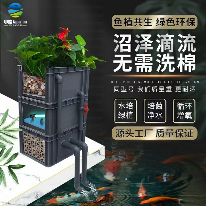 過濾器 過濾箱 過濾盒 沼澤過濾箱自製周轉箱魚缸魚池過濾器水池水凈化循環系統滴流盒