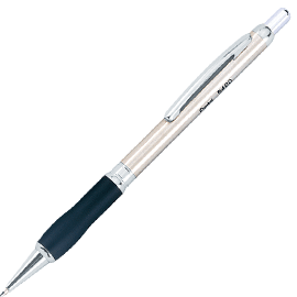 PENTEL B460-A 黑芯銀不鏽鋼軟膠原子筆/支