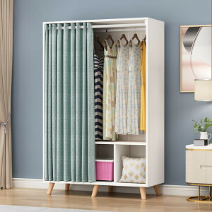 衣櫃簡約家用推拉門簾板式櫃子臥室簡易經濟型實木質兒童衣櫥