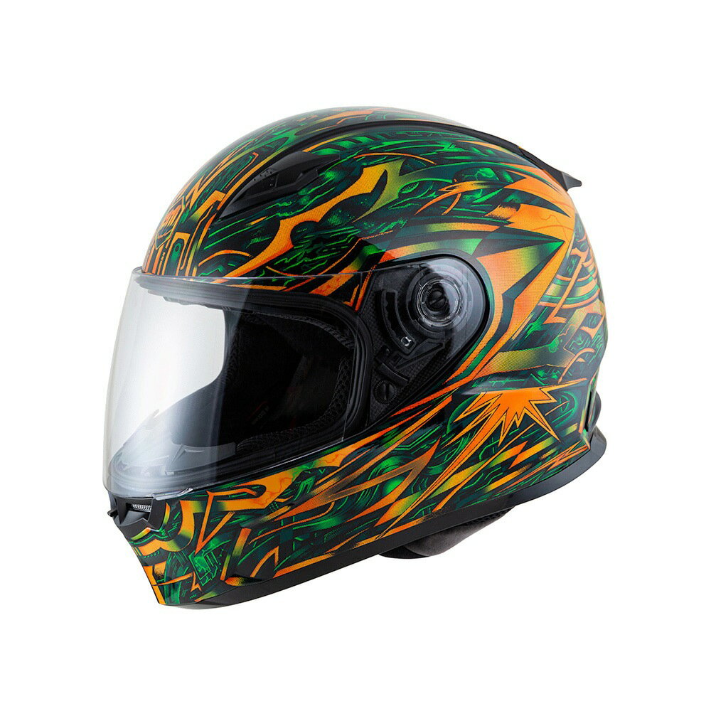 【SOL Helmets】SF-2M全罩式安全帽 (賽博龐克_黑/綠橘) ｜ SOL安全帽官方商城
