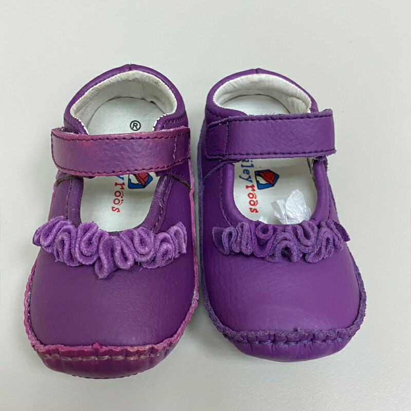 美國 Rileyroos 手工真皮無毒學步鞋/嬰兒鞋/寶寶鞋/童鞋_紫色花朵(4)（福利品）