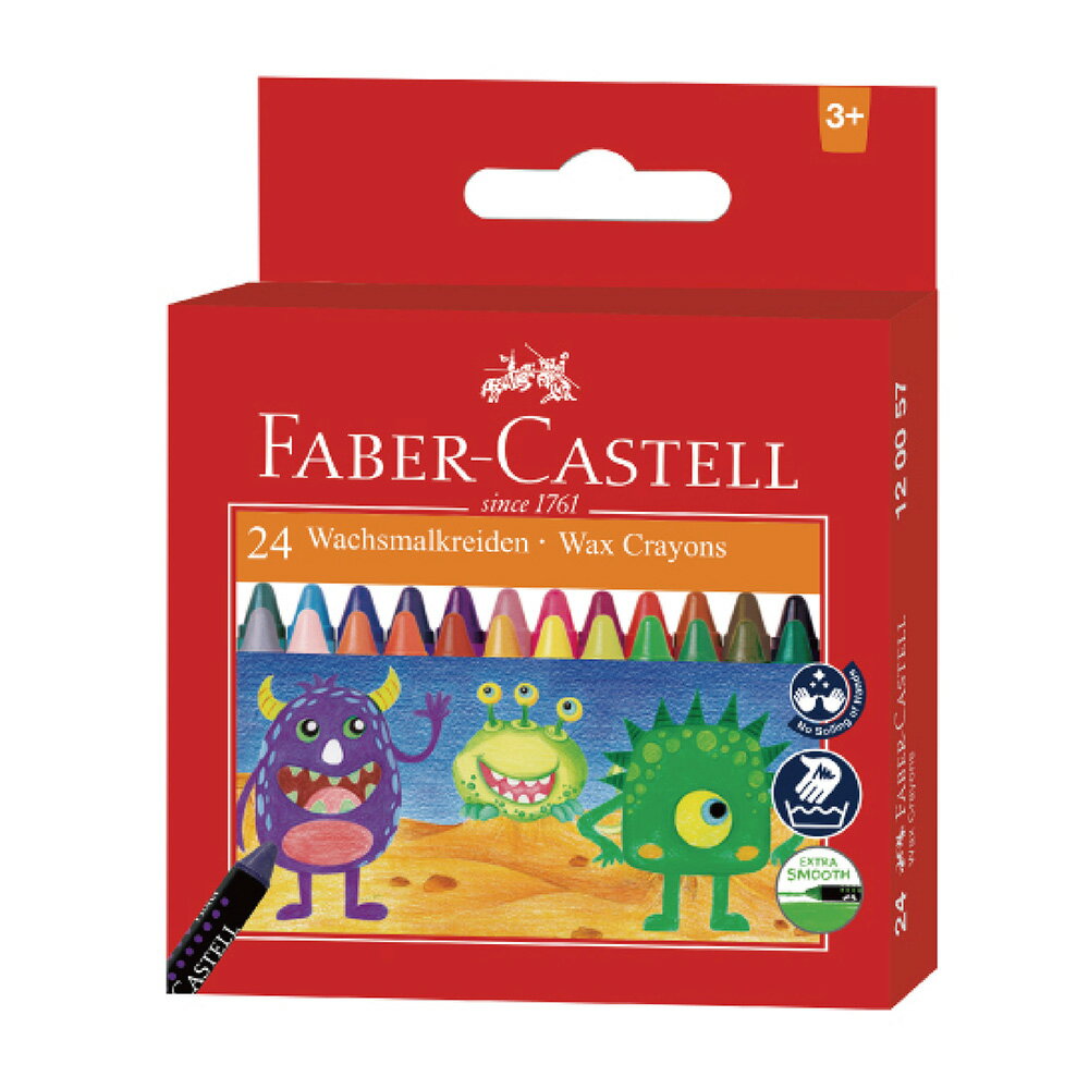 Faber Castell 輝柏 大眼星球 無毒蠟筆 24色/盒 120057【CUBE卡最高10%回饋】