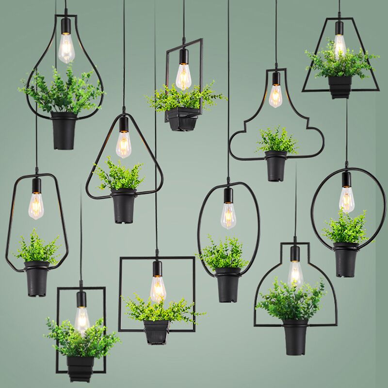 北歐復古工業風店鋪櫥窗燈音樂餐廳吧臺綠植田園創意個性植物吊燈