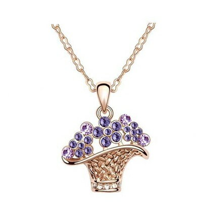 現貨+預購 925純銀項鍊水晶吊墜-花籃造型獨特唯美女飾品七夕情人節生日聖誕節交換禮物4色73bh28【獨家進口】【米蘭精品】