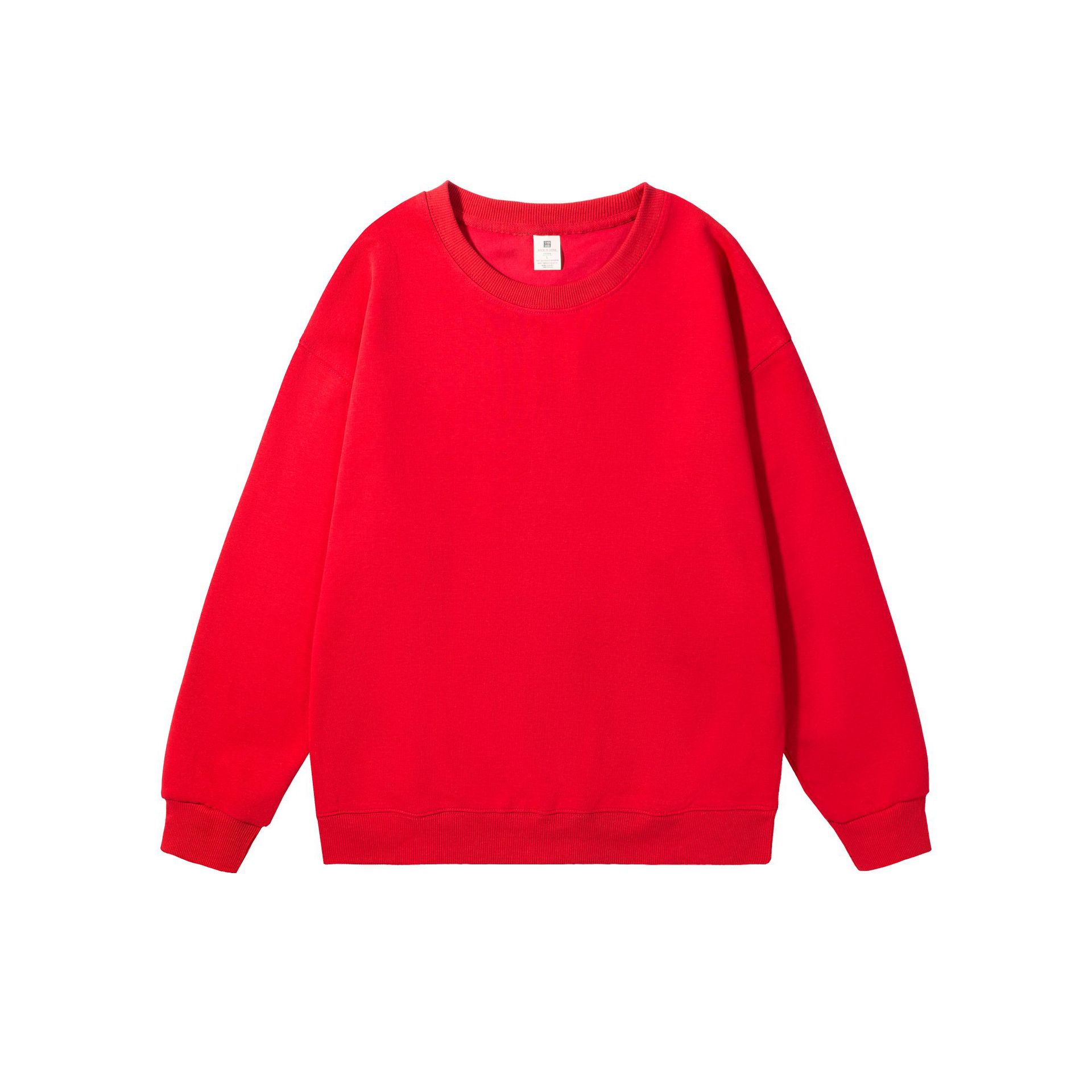 【喜挖】 歐美重磅寬鬆純色男式圓領混棉雙面T恤上衣女韓版休閒長袖情侶 0