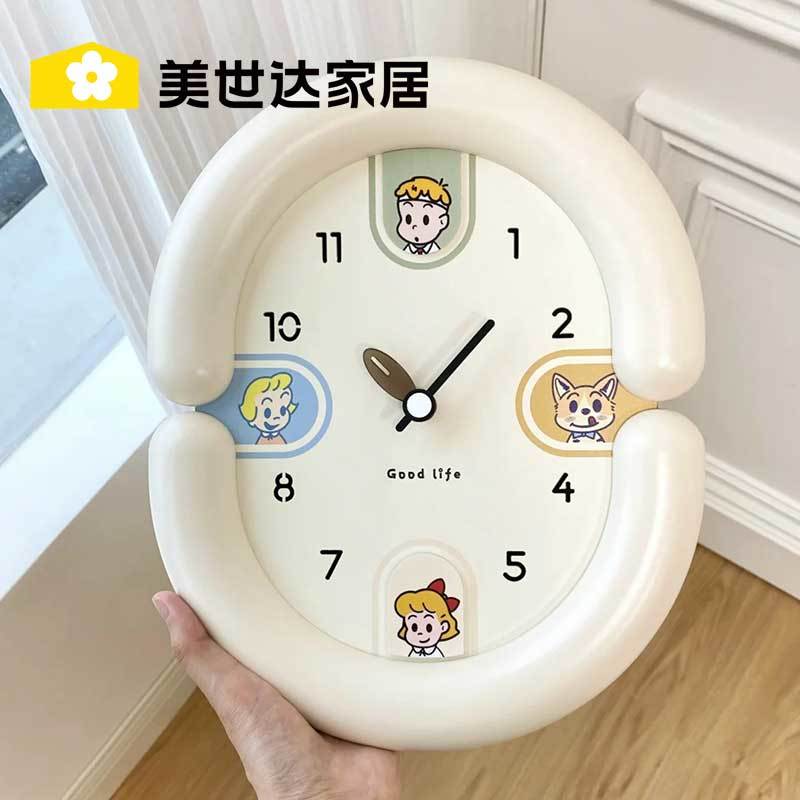 美世達客廳掛鐘奶油風甜甜圈2024新款網紅創意鐘表靜音時鐘掛墻上