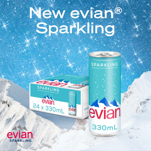 速出免運 法國evian依雲氣泡礦泉水 公司貨 (鋁罐330mL/24入) 加贈紙吸管24隻 0