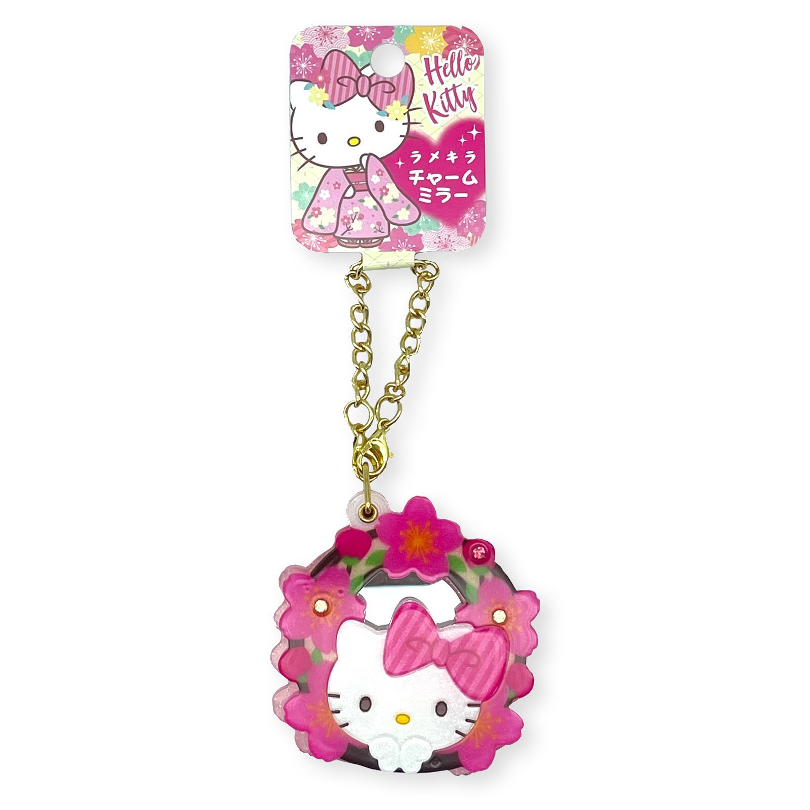 【震撼精品百貨】Hello Kitty 凱蒂貓~日本三麗鷗sanrio KITTY壓克力造型鍊鏡吊飾-花*26430