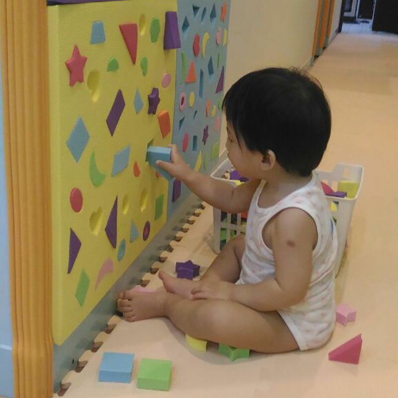 幼兒園兒童墻面游戲配對EVA拼插益智區幾何形狀積木3-6歲圖形玩具