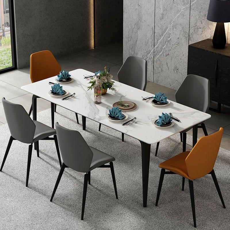 客廳餐桌椅組合家用小戶型巖板餐桌子長方形出租房飯桌吃飯桌子
