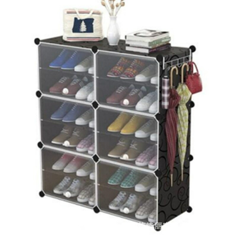 優樂悅~2列6層鞋柜門口小鞋架子簡易家用玄關柜塑料組合多層組裝防塵收納 鞋櫃 玄關 收納盒